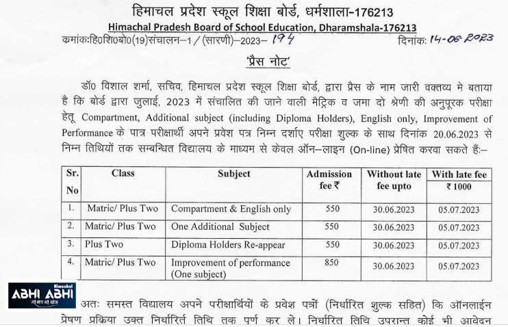 himachal_abhi's tweet photo. #HPBOSE #Examinationfee #Online https://t.co/mHdxvG8elR