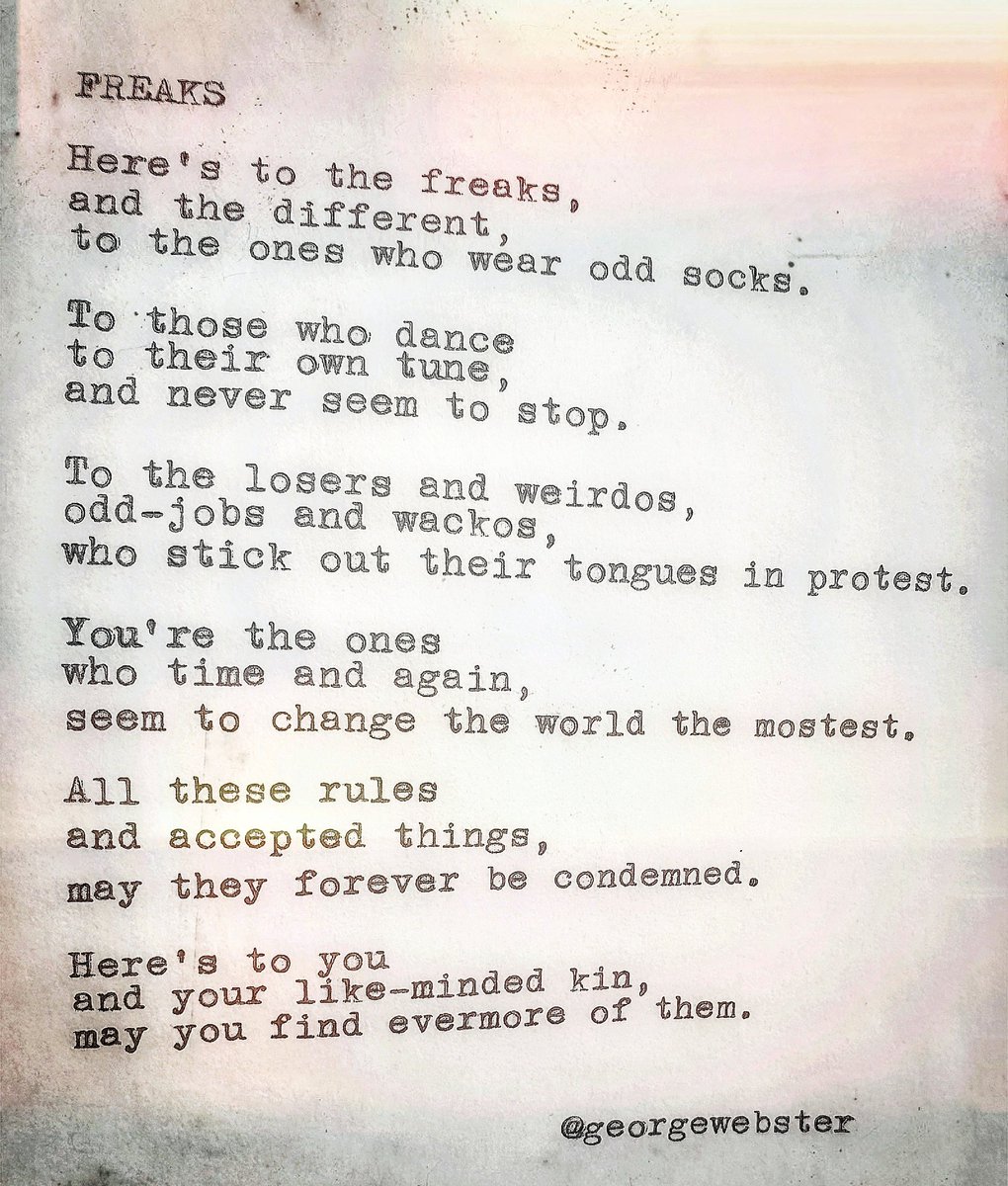 Let your freak flag fly! 

#WebstersWednesdayWisdom 

#GeorgeWebster #MidnightGonzo #Versailles #WeddingSeason #Tripped #FindingAlice #UnicornWarriorsEternal #MastersOfTheAir #Genius