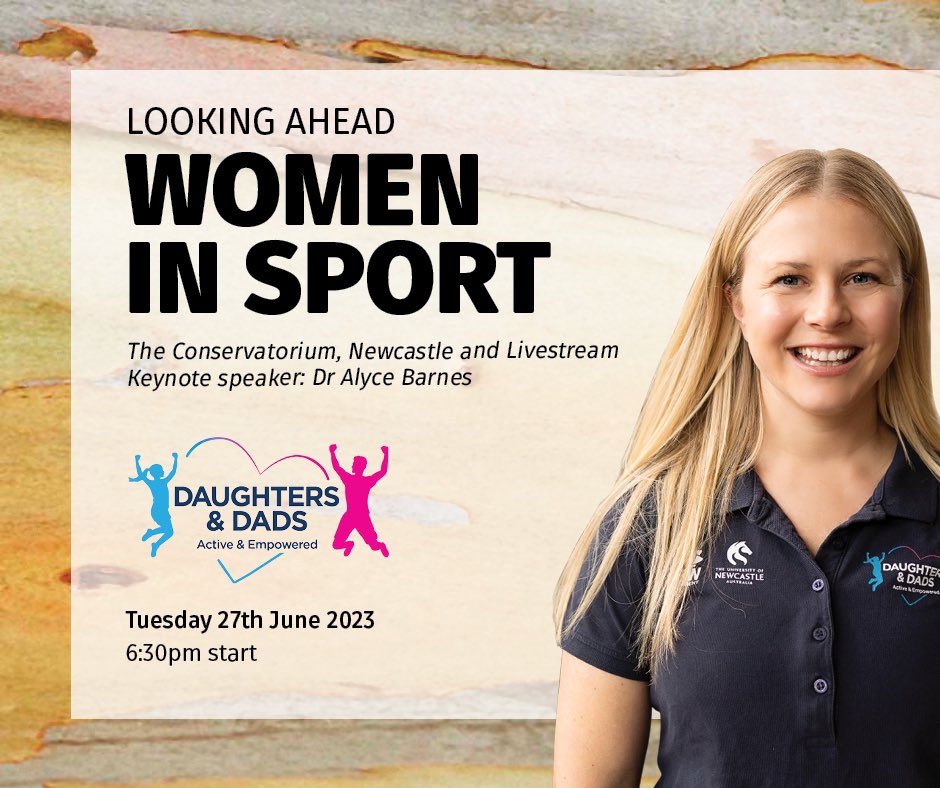 WOMEN IN SPORT KEYNOTE @alycecook 

Gender equality 

Addressing barriers to girls’ participation &amp; drop out in sport 

Challenging gender stereotypes 

Empowering girls &amp; fathers/father figures 

Critically thinking wearing gender glasses 

Tickets (FREE) eventbrite.com.au/e/women-in-spo…