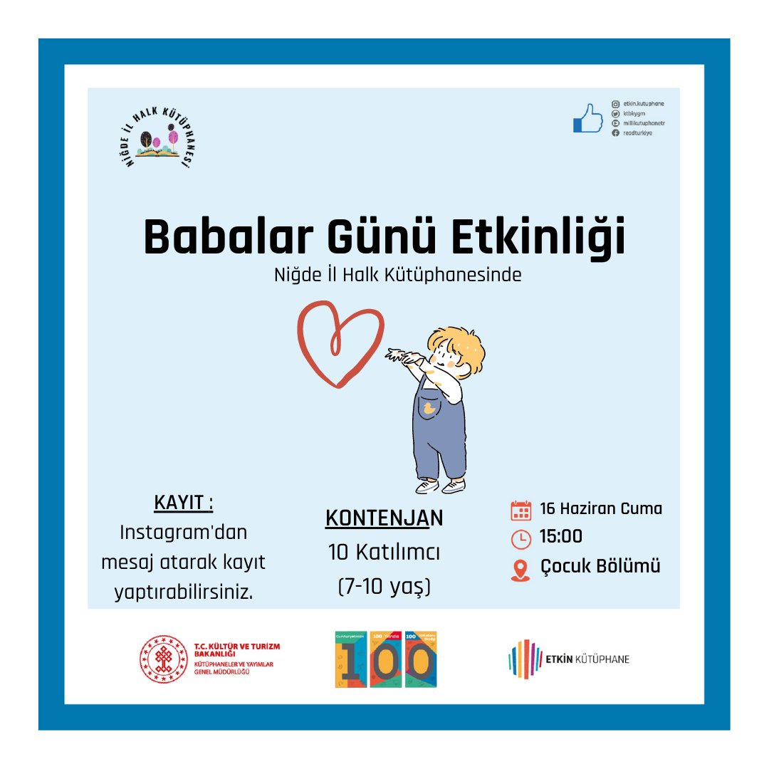 il_nigde's tweet photo. Kayıt yaptırmayı unutmayın😉
#niğdeilhalkkütüphanesi 
#etkinkütüphane 
#kütüphanedehayatvar 
@etkinkutuphane
@KTBKYGM https://t.co/6djo1eRufN