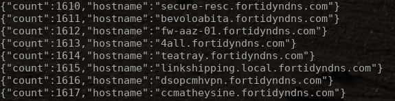 onyphe's tweet photo. Not too bad @virustotal. We have:

5,8K+ unique subdomains for fortidns[.]com
1,6K+ for fortidyndns[.]com

CLI dork:

onyphe -export 'category:hostname domain:fortiddns[.]com -since:12M | uniq hostname | addcount'

#dnsenum #dns #dnsenumeration https://t.co/8vtwFG2pRr