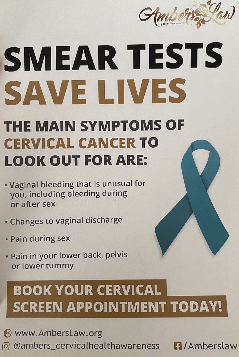I’m asking businesses in Doncaster &amp; beyond with public toilets if they would be kind enough to put a poster up in their toilets to help encourage women to get their smear or to get checked if they are displaying signs of cervical cancer.
Please get in touch if you can help 🙏