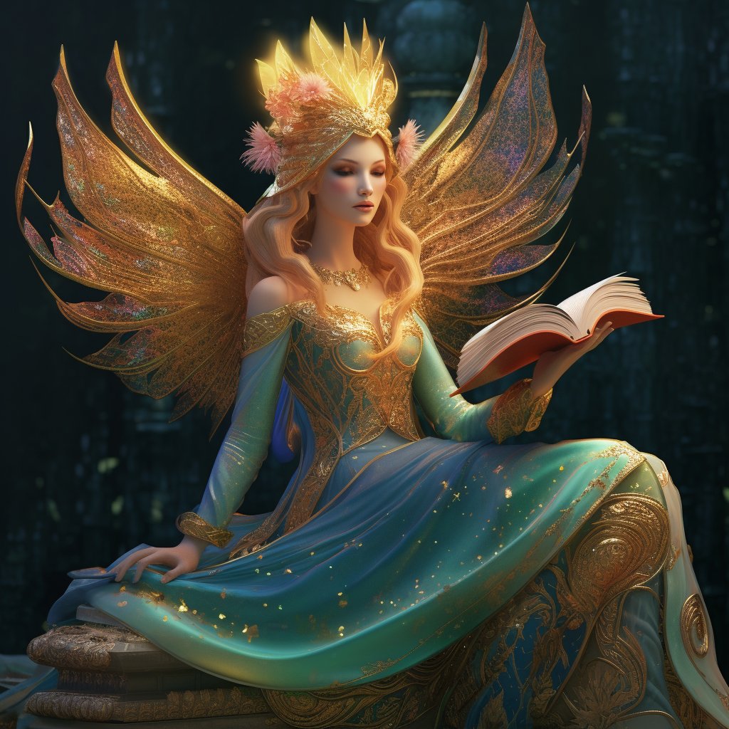 Fairy Queen
Sitting down to read a book.

#SaujaniArt #DigitalMasterpiece #MidjourneyAI #ArtistOnTwitter #aiartists #midjourneyart #artoftheday #aiartist #AIArtGallery #AIArtworks #aiartdaily #readingforpleasure #fantasy #ArtLovers #Fairytales #Fairytales