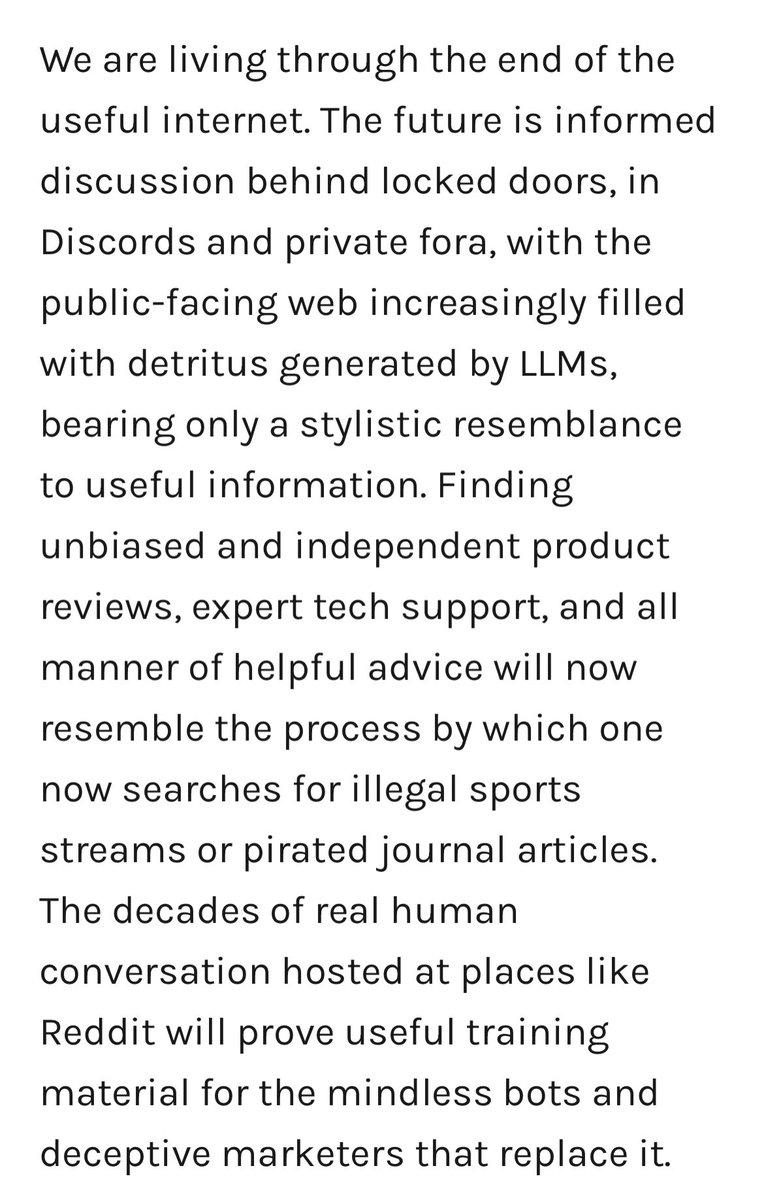 "We are living through the end of the useful internet"