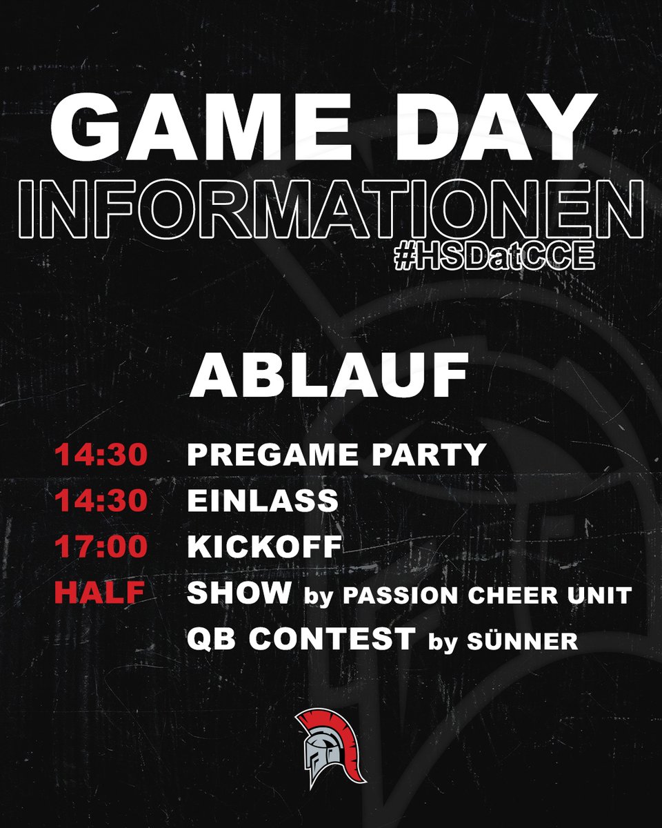 CenturionsCGN's tweet photo. Alle wichtigen Informationen für das bevorstehende Heimspiel im Sportpark Höhenberg gegen die Hamburg Sea Devils!⚔️

📅: 17. Juni
🌯: by Chidonkey
🌭: by Steinmann
🎁: Gewinnspiele am DJ Pult

***
#InvictusCentrurions #elf23 #HSDatCCE #GamedayInformationen #heimspiel https://t.co/9l9El2hrI8
