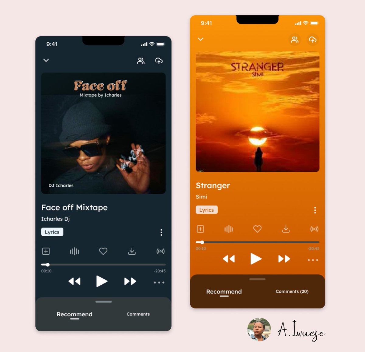 IwuezeAmarachi's tweet photo. Day 16/30⬇️
I was listening to #stranger by Simi yesterday on boomplay and I came across an animated feature. I challenged myself to recreate the animation/prototype😩
I'm so excited to share the completed design. I'd appreciate your feedbacks🤗
#Designer_challenge #music #ui https://t.co/4QfGJkcpP7