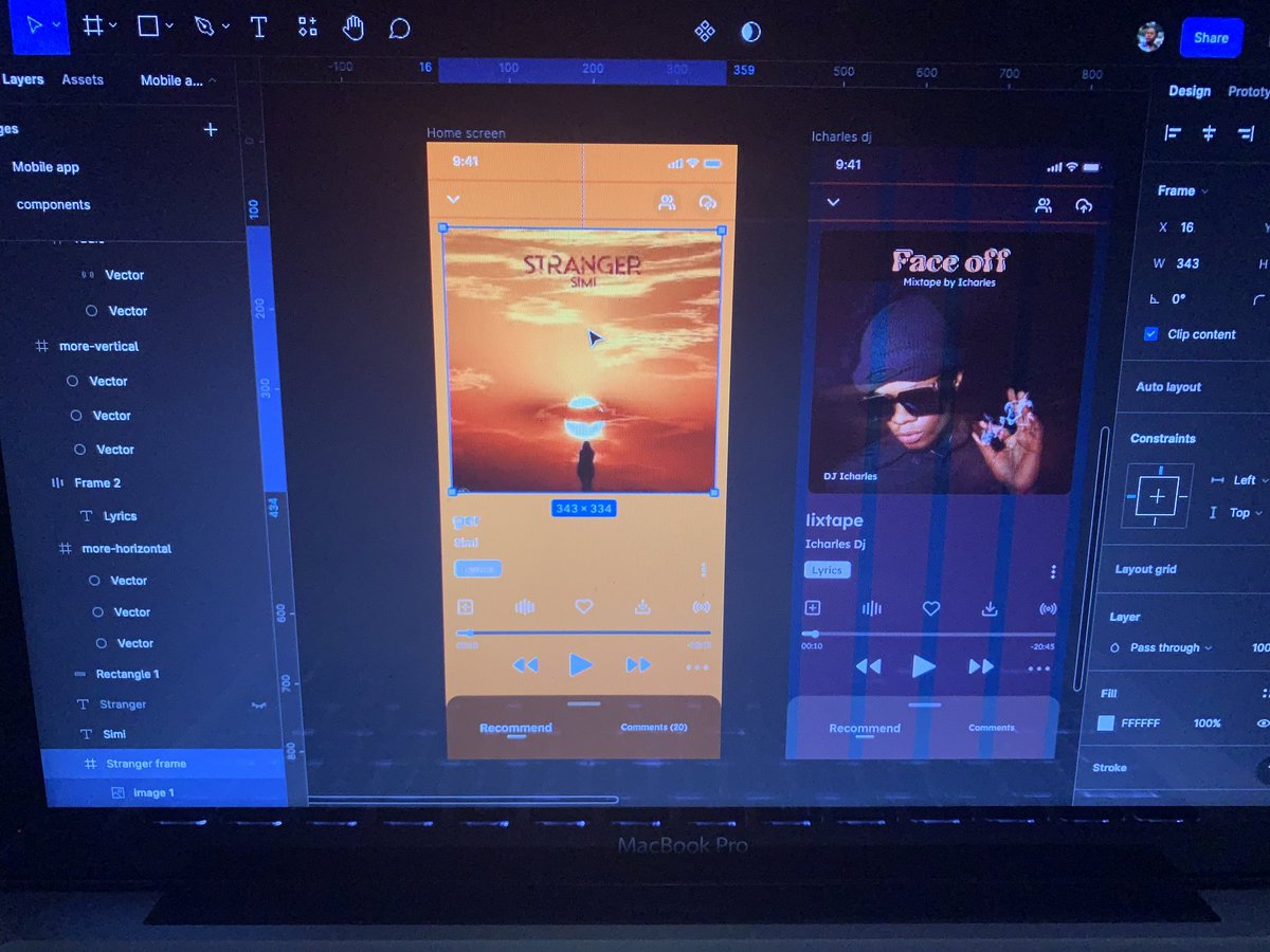 IwuezeAmarachi's tweet photo. Day 16/30⬇️
I was listening to #stranger by Simi yesterday on boomplay and I came across an animated feature. I challenged myself to recreate the animation/prototype😩
I'm so excited to share the completed design. I'd appreciate your feedbacks🤗
#Designer_challenge #music #ui https://t.co/4QfGJkcpP7
