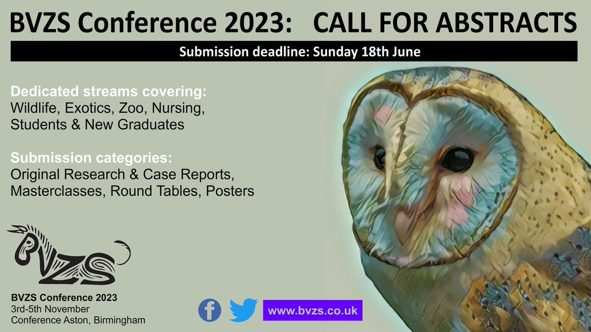Call for abstracts for the 2023 BVZS Conference closes this Sunday! 

bvzs.co.uk/bvzs/about/sav…