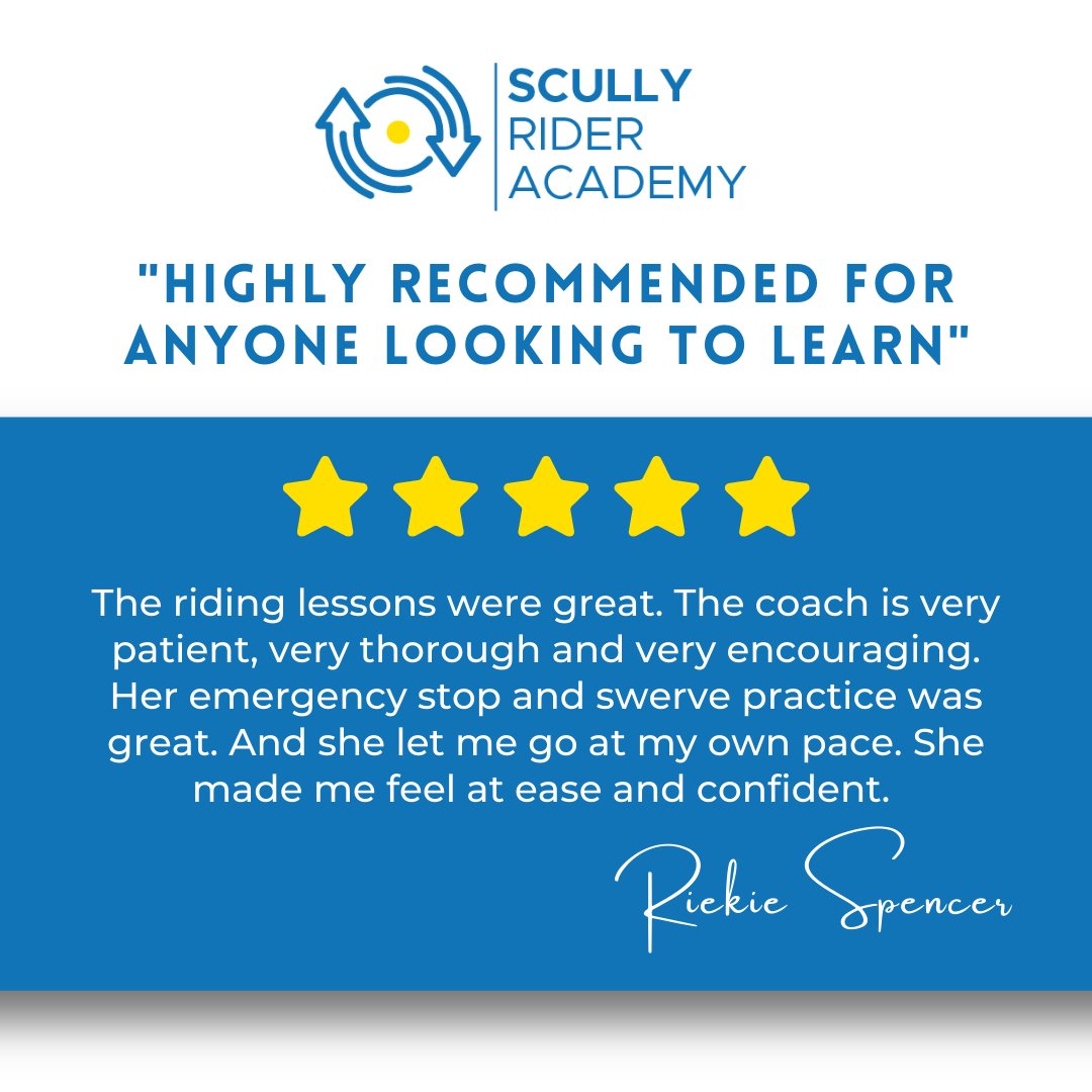 ScullyAcademy's tweet photo. Thank you, Riekie! We loved having you on our beginner Riding course. #thankyou #Ridertraining #5starreview 

Check out https://t.co/a9l4m9ze4t to book your beginner or advanced Rider training! https://t.co/KZDX5PmHaC