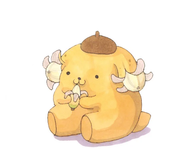 耳がバナナのポムポムプリンちゃん  #ポムポムプリン #イラスト #バナナ