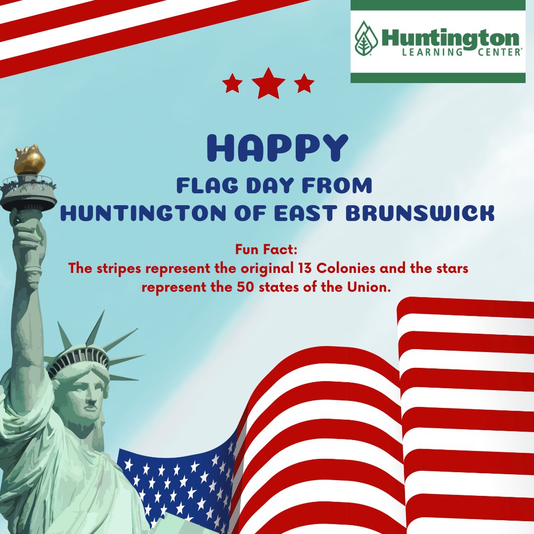 EBR_HLC's tweet photo. Huntington of East Brunswick wishes everyone a Happy Flag Day! #flagday #huntington #learningcenter #tutor #newjersey #eastbrunswick #middlesexcounty #learning #funfact https://t.co/gDgPpiCPIB
