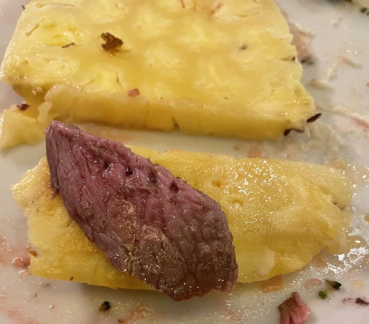 Beef and pineapple. 
Ultimate combination.