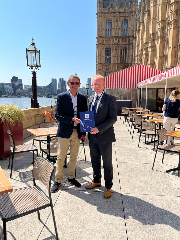 Resilico1's tweet photo. Great to see Resilico Ambassador Graham Brogden MBE outside of parliament today, following the launch of the new Bricks And Water report from @Policy_Connect &amp; @theWSBF.  #BricksAndWater #FloodResilience #Resilico @brogden_g https://t.co/UJaTgnLS6V