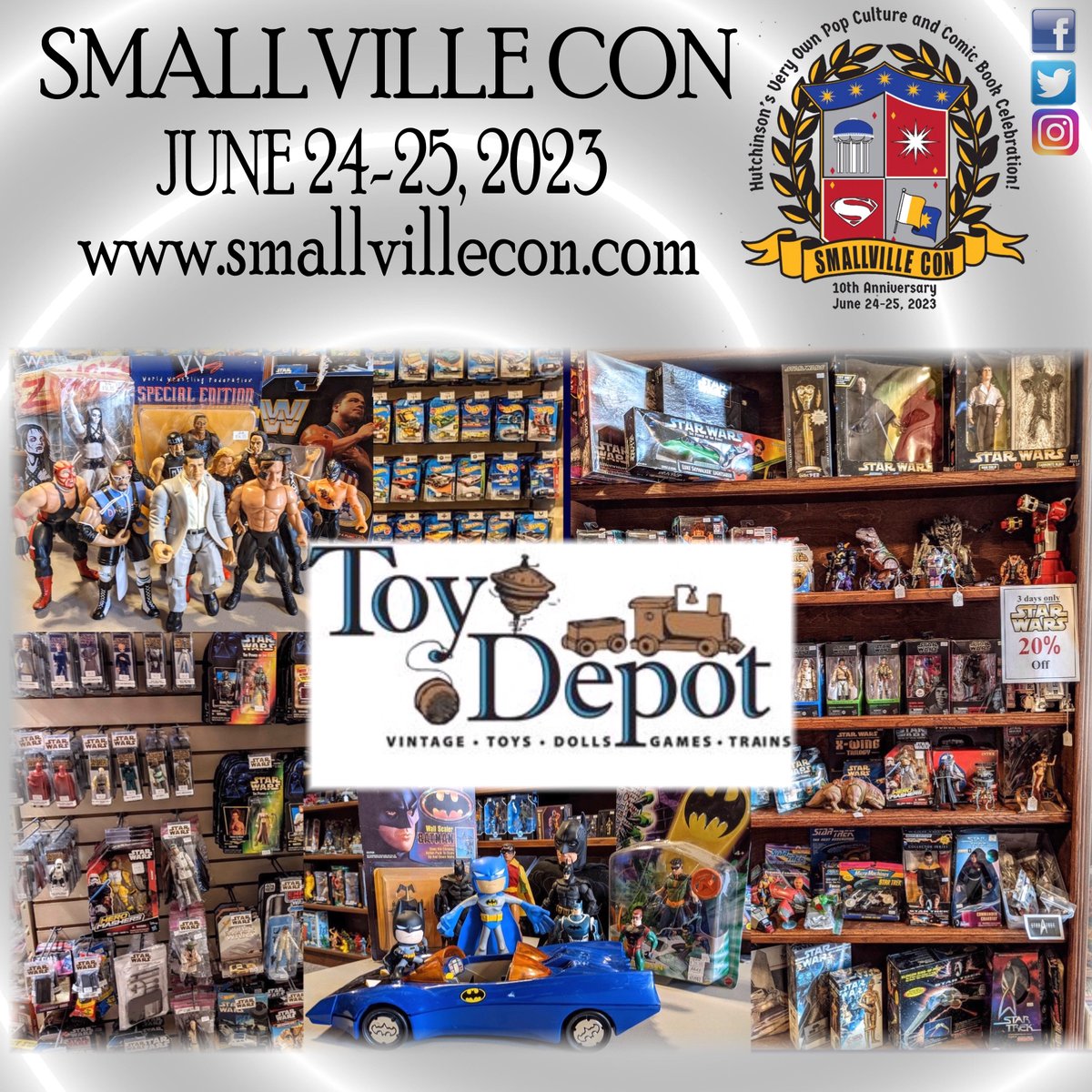 Missed your chance to get #SmallvilleCon weekend tickets online? the Toy Depot has you covered, located at 127 S Main St. Hutchinson they will have discount advance weekend passes available for purchase up to the show. Single day and weekend passes will be available at the door!