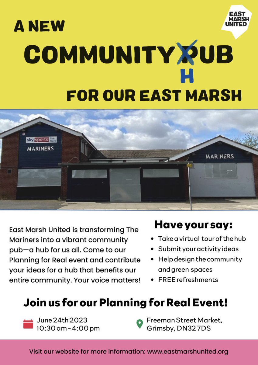 I’ve been quiet on comedy and gigging for a while because I’ve been working hard on this: 

Alongside <a href="/EastMarshUnited/">East Marsh United</a>, <a href="/HodsonArchitect/">Hodson Architects</a>, and lots of community partners and residents. 

It’s an absolute labour of love and dedication to growth across the East Marsh. Join us! 💚