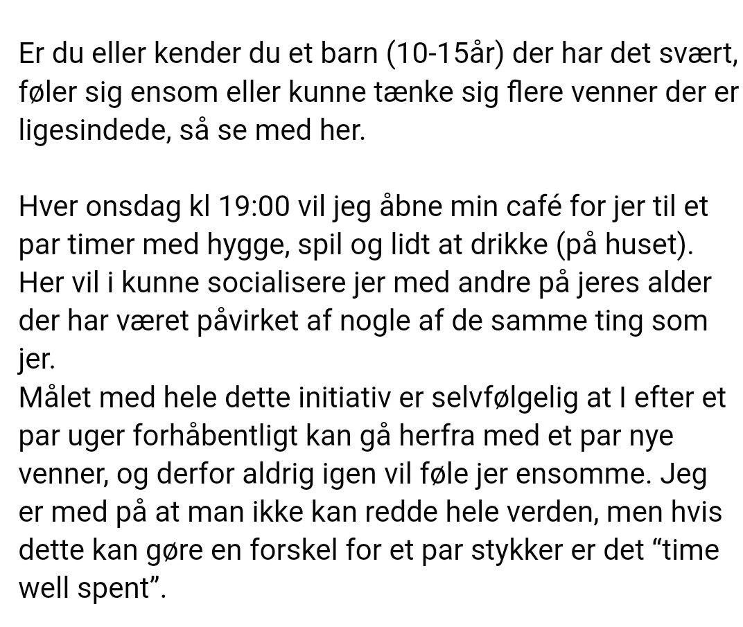 iNSiG9FiX's tweet photo. Skønt initiativ ❤❤ - læs hele opslaget via linket #mobning #ensomhed 

https://t.co/9xe536NlI7 https://t.co/09tc10VMJe
