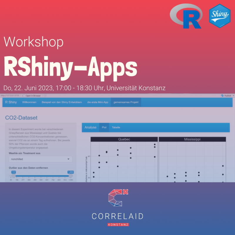 CorrelaidxKN's tweet photo. Schon immer mal Lust gehabt, eine eigene kleine #WebApp zu bauen? Schon mal von #RShiny-Apps gehört? Dann schau gerne bei unserem Workshop an der @UniKonstanz vorbei! 

🔗 Hier geht's zur Anmeldung: https://t.co/IxQQ5GjS1b

#datascience #coding #r #programming #workshop https://t.co/EqSzEuClUV