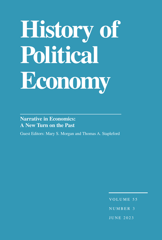 The latest History of Political Economy Special Issue on 'Narrative in Economics. A New Turn on the Past' is online. Edited by Mary Morgan and Tom Stapleford, with contributions by @IbancaAnand, @cherfeld, @D_Kuehn, myself, and many others: read.dukeupress.edu/hope/issue/55/3