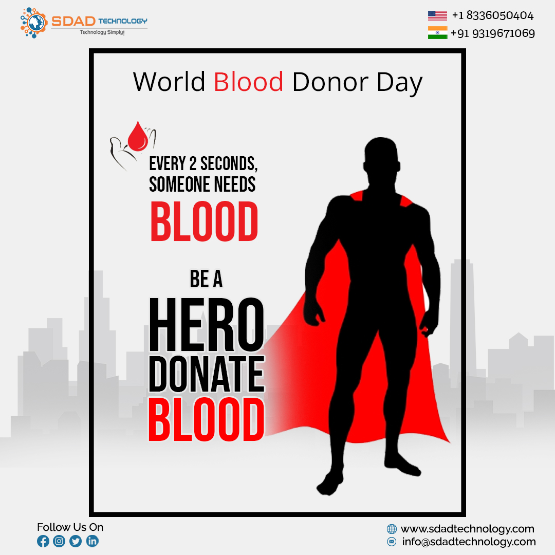 Be a #lifeline: Join the noble cause of giving blood and become someone's hero on #WorldBloodDonorDay!

#sdadtechnology #worldblooddonorday #blooddonorday #blooddonation #donateblood #blooddonor #savelife #blooddonorsneeded #wholeblooddonation #blood #blooddonorssavelives #hero