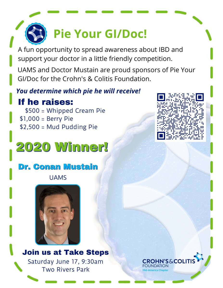 ConanMustain (@conanmustain) on Twitter photo Saturday I’ll be pied in the face for <a href="/CrohnsColitisFn/">Crohn's & Colitis Foundation</a>. Looking to bring trophy back to <a href="/uamshealth/">UAMS Health</a>! Tough competition with Dr. Ayers from <a href="/archildrens/">Arkansas Children's</a> and Dr. Patel from Premier Gastro. More $ = More messy <a href="/UAMS_GutClub/">UAMS Gut Club</a> <a href="/UAMS_Surgery/">UAMS Department of Surgery</a> Saturday I’ll be pied in the face for <a href="/CrohnsColitisFn/">Crohn's & Colitis Foundation</a>. Looking to bring trophy back to <a href="/uamshealth/">UAMS Health</a>! Tough competition with Dr. Ayers from <a href="/archildrens/">Arkansas Children's</a> and Dr. Patel from Premier Gastro. More $ = More messy <a href="/UAMS_GutClub/">UAMS Gut Club</a> <a href="/UAMS_Surgery/">UAMS Department of Surgery</a>