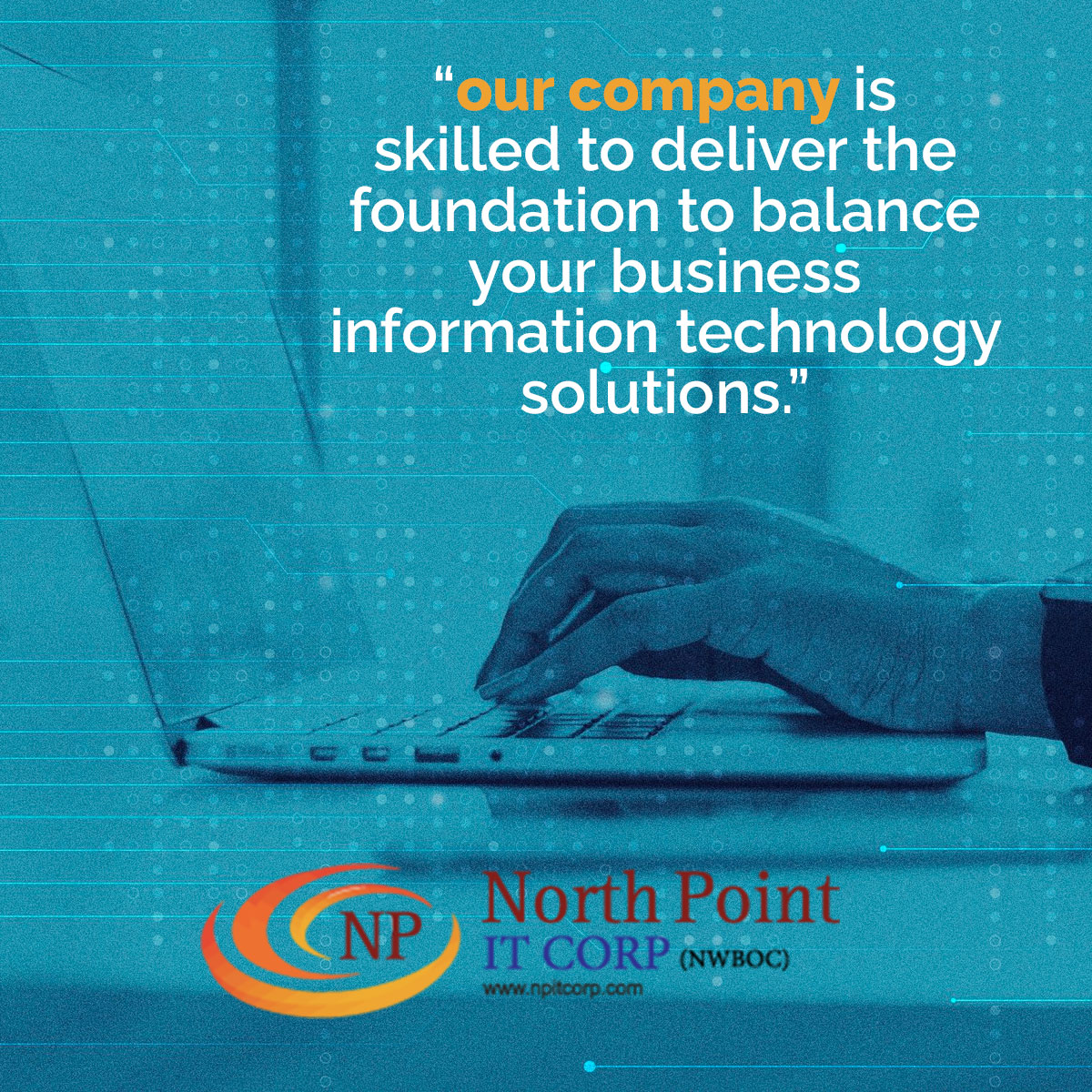 our company is skilled to deliver the foundation to balance your business information technology solutions.

#NorthPoint #hrconsultant #newjobs #creativity #federaljobs #statejobs #federalgovernment #itprojects #opportunities #company #foundation #busniess #technology #solutions