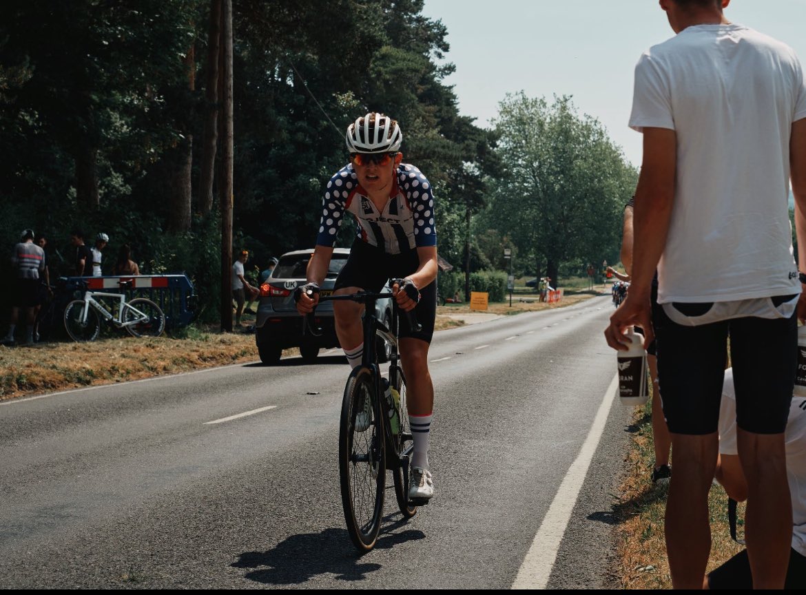 FinnDunton2's tweet photo. Long and hot day at the South East Regional Champs. Tried to get away a few times but nothing really stuck, rolling over the line in 24th.  Plenty to take away though. 

@PedalPotential https://t.co/PVc5JNbiZ8