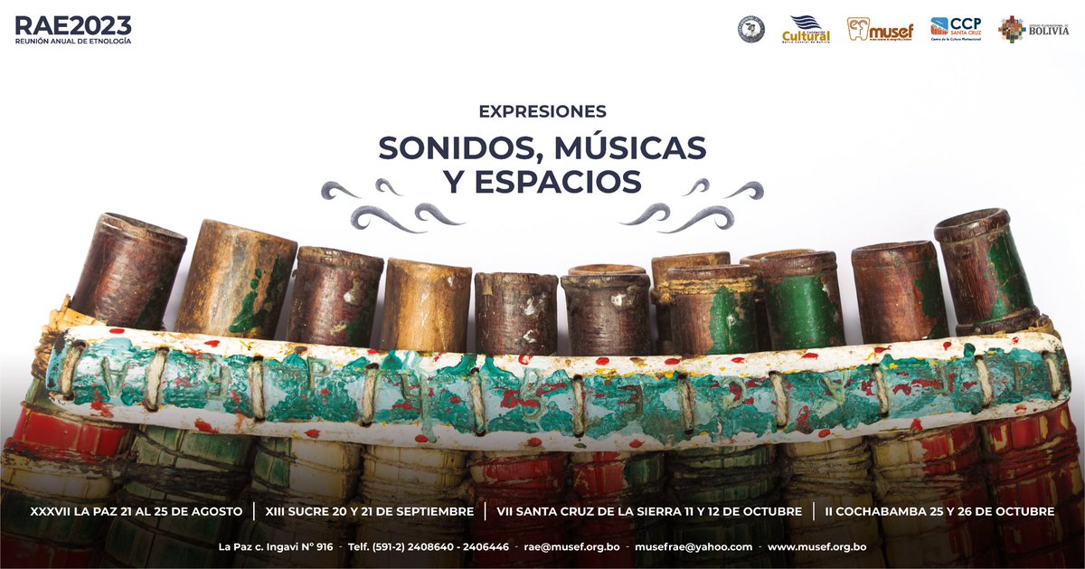 MusefLP's tweet photo. #MUSEF 🚨 📌 Te invitamos a formar parte de la #RAE2023. Manda tu ponencia hasta el 14 de julio (para La Paz). más consultas?👉https://t.co/vxwyqsgMdB

#ConocerySentirBolivia 

#SonidosMusicasEspacios #MusicaBoliviana #musica https://t.co/GTQlct27FX