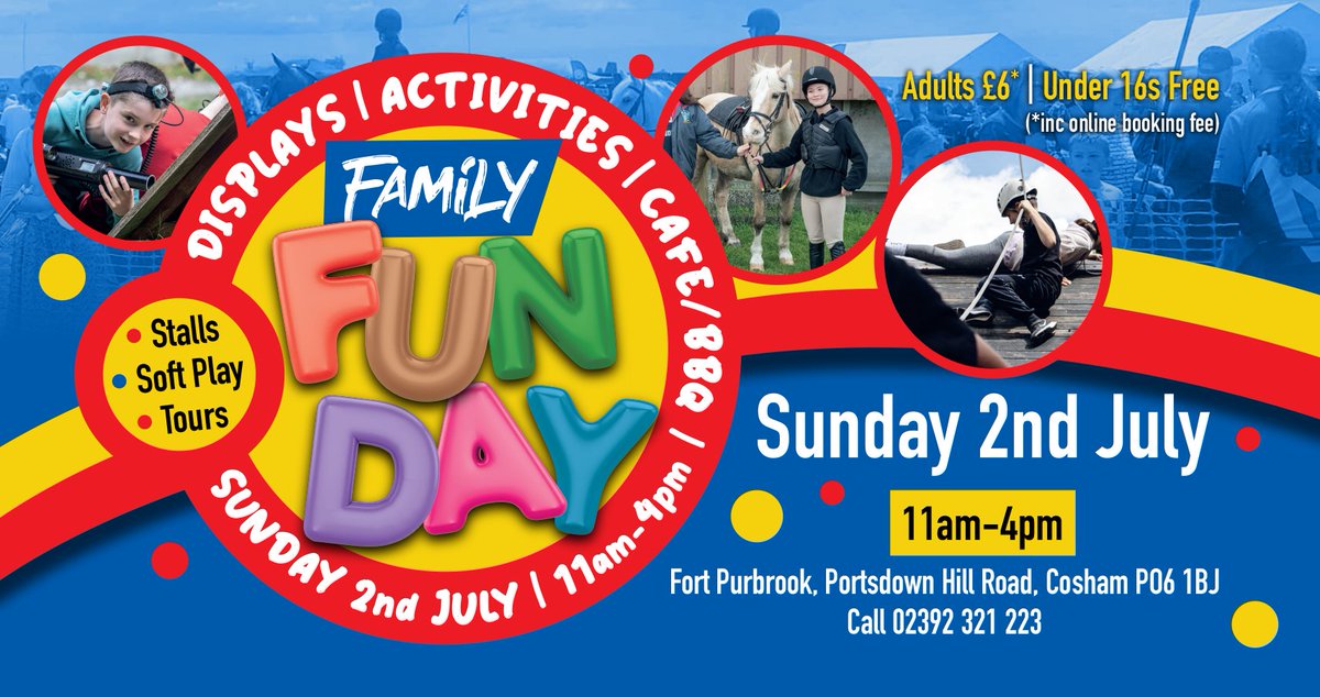 Ever wondered what goes on behind the gates at Fort Purbrook?

Join us for our annual #openday 

All ages are welcome - have a go at one of our many activities -Children are Free
Tickets: eventbrite.co.uk/e/family-fun-d…