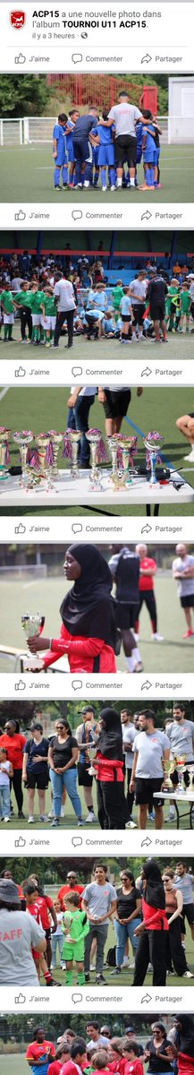 KarenAdhar's tweet photo. La banalisation du voile dans le football en France n'est pas réservée à certaines régions. Cf ces photos publiées par la communication officielle du club #ACP15 affilié à la @FFF, du plutôt chic 15e arrondissement de Paris. https://t.co/MBtWdXvcNl