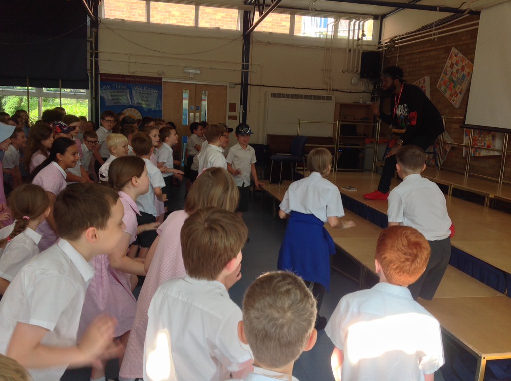 SPMVPine's tweet photo. What a brilliant morning watching and meeting the poet @KarlNova 📣We loved hearing all about his upbringing and how he got into poetry and rap. We then had a go at performing some of his poems ourselves back in class! https://t.co/yGjfPJ0P2k