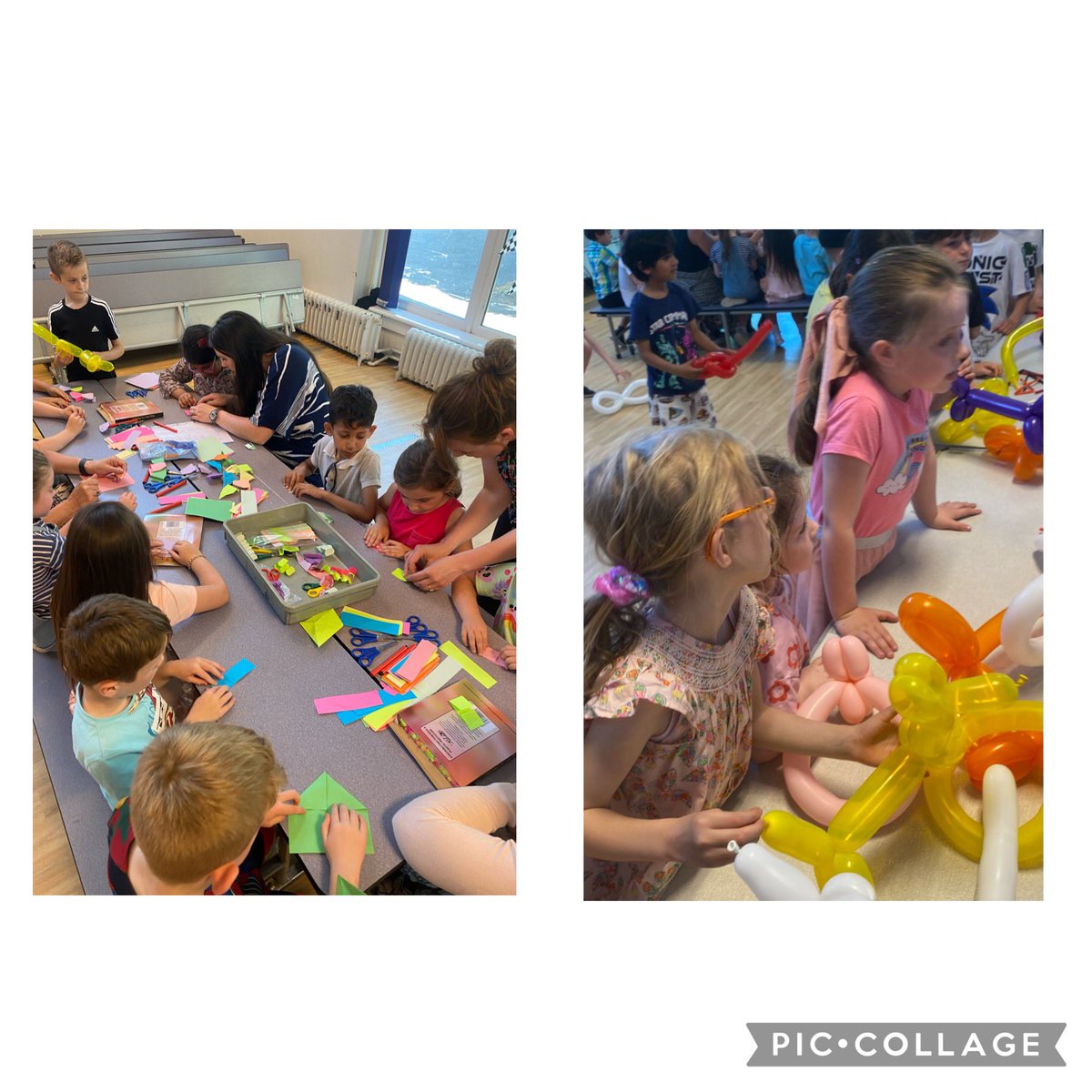 StJosephsERC's tweet photo. Fabulous fun and creativity on show at the Parent Council Workshop - racing ‘caterpillars’, making ‘frogs’ jump and playing with balloon animals and swords. P2a had a ball! Thanks to our parent helpers for organising it all for us! 👍👏 https://t.co/Mlw9LfplEu
