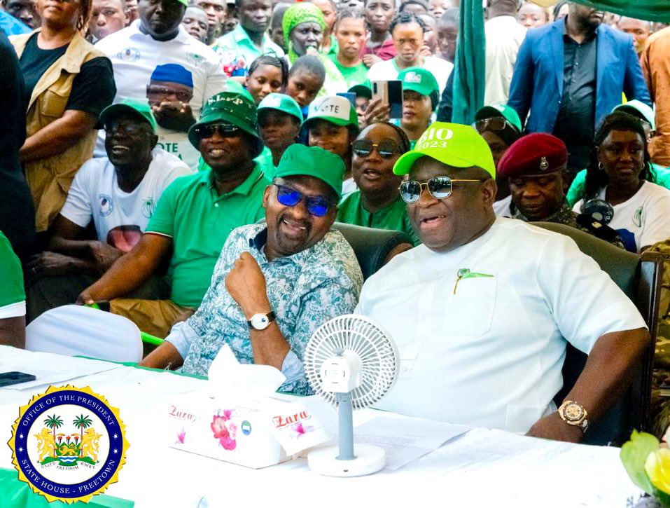 julius_maadabio's tweet photo. 🗓 DAY 23 (Wednesday, June 14, 2023) of our SLPP campaign to the electorate takes me to Port Loko District, North West Province. 

✅ Join us as we articulate our New Direction Agenda achievements in the last 5 years and outline the thematic areas of the SLPP PEOPLE’S MANIFESTO 2023 to bring sustainable transformation to #SierraLeone. 

ONE COUNTRY....ONE PEOPLE....SLPP! 🌴 

📺 Follow the live coverage on major TV stations and Facebook (ID: His Excellency Julius Maada Bio). 

📱Join the conversation with #BIOJULDEH2023

#SLPP4DEVELOPMENT🌴

#PAOPASALONE4BETTEH

#5Done5MoreToGo