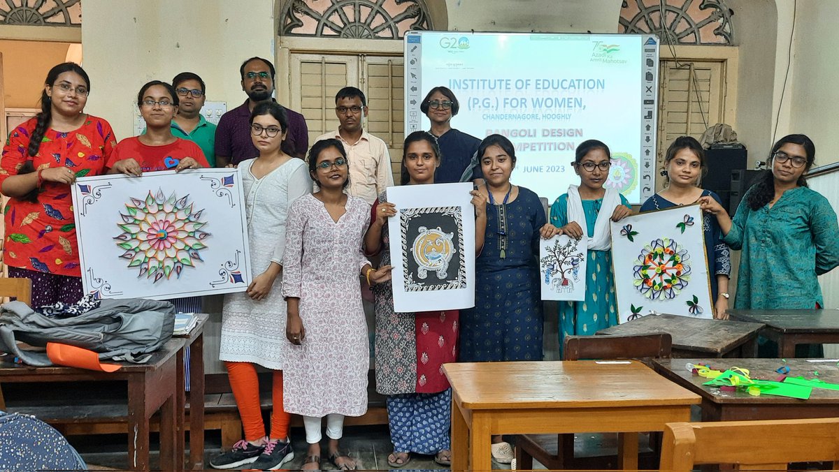 InstituteW90352's tweet photo. Institute of Education (P.G.) for Women, Chandernagore, Hooghly celebrated Janbhagidari Activities on a theme titled as " Rangoli Design Competition".
@g20org @ncteDelhi  #G20India #G20janbhagidari #G20Edu4all  #AzadiKaAmritMahotsav  #NCTE #G20Summit https://t.co/Qa98ZbRJSY
