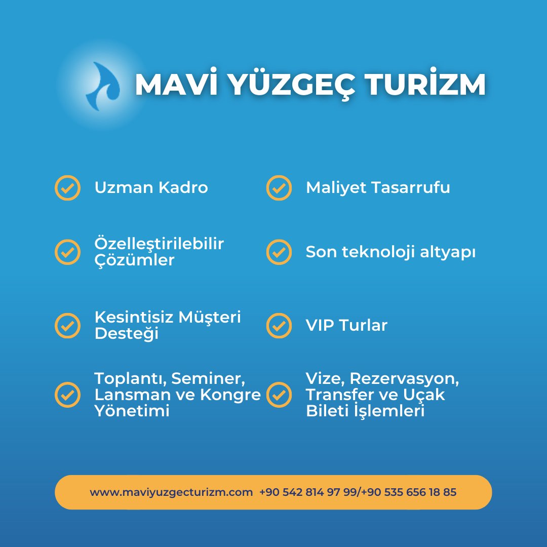 Neden Mavi Yüzgeç ?

🔵 Uzman Kadro
🔵 Maliyet Tasarrufu
🔵 Özelleştirilebilir Çözümler
🔵 Son teknoloji altyapılar
🔵 Kesintisiz Müşteri Desteği

#yatkiralama #yachtlife #istanbul #kurumsalseyahat #kurumsalseyahatyönetimi #viptour #vize #kurumsaletkinlik