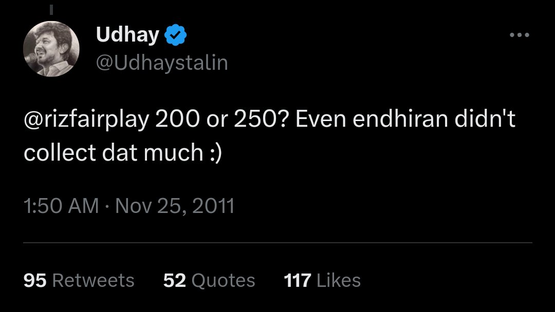 The 2010 big budget sci-fi movie #Enthiran, starring #Rajinikanth, produced by Sun Pictures, did not even make 200 crores in box office, confirms Udhayanidhi Stalin.