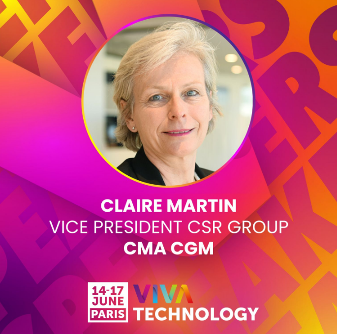 #Vivatech is buzzing! Want to know more on how #CMACGM is shifting to a sustainable business model?🌱
Come and listen to <a href="/CM_Lucidergie/">Claire MARTIN</a>, Vice President CSR CMA CGM on the main stage at 3pm!