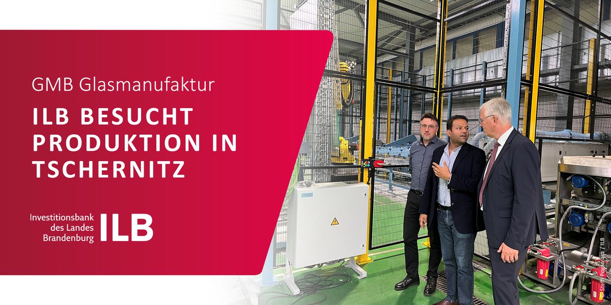 ilb_wirfoerdern's tweet photo. In #Tschernitz besuchte der #ILB-Vorstandsvorsitzende Tillmann Stenger gestern die #GMB – die einzige europäische Produktionsstätte für Solarglas. 💡 Nach einer Übernahme durch #Borosil Ltd. wird dank ILB-Förderung in energiesparende Produktionsabläufe investiert. ℹ️
#wirfördern https://t.co/uaqftxd85y
