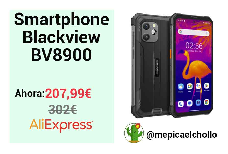 Smartphone Blackview BV8900 a 207,99€ en Aliexpress 

✅ Envío gratis 
✅ Pantalla de 6,5 pulgadas FHD + IPS
✅ Procesador MTK Helio P90
✅ RAM de 16GB
✅ Memoria interna de 256GB
Link: mepicaelchollo.com/smartphone-bla…