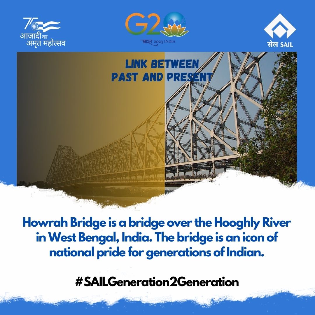 SAILsteel's tweet image. A symbol of India&apos;s prowess, Link between the Past and Present #HowrahBridge
#SAILGeneration2Generation