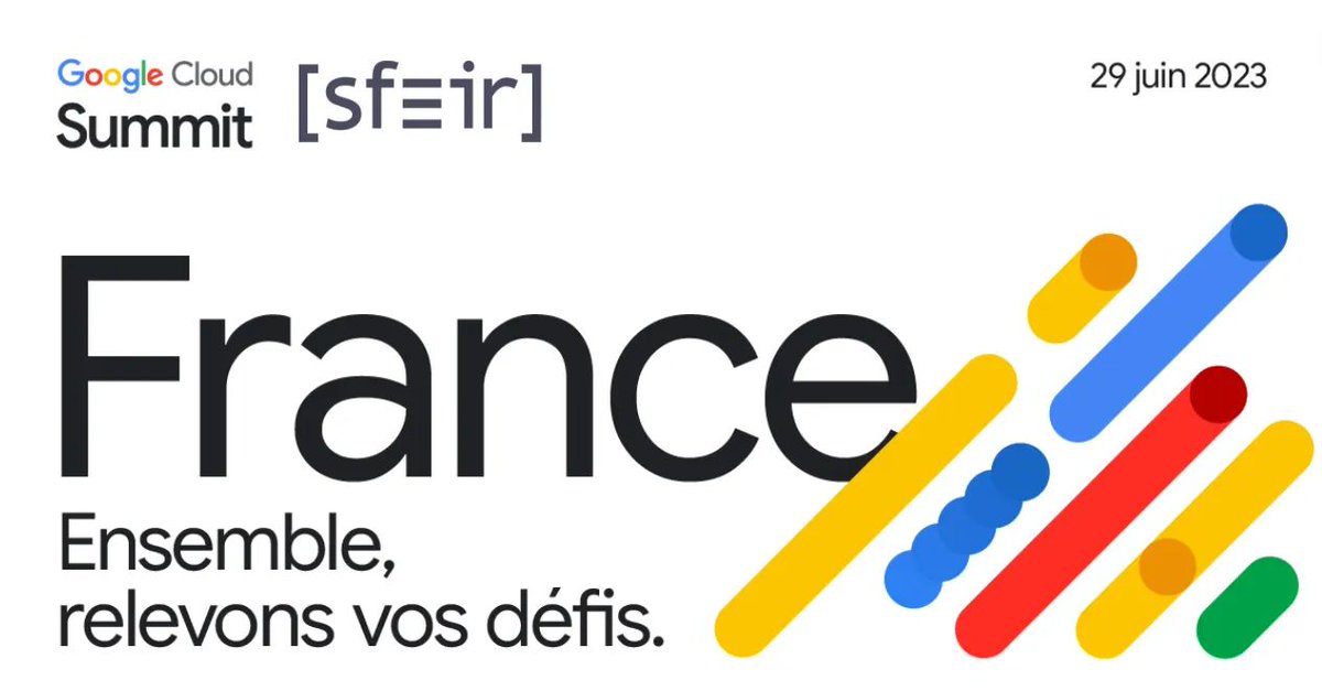 🗓 RDV au prochain Google Cloud Summit le 29 juin ! Retrouvons-nous pour accélérer votre transformation avec ce qui se fait de mieux en matière d’#IA et de #data, de collaboration, de développement et de modernisation des applications, d’infrastructure ouverte, de sécurité...