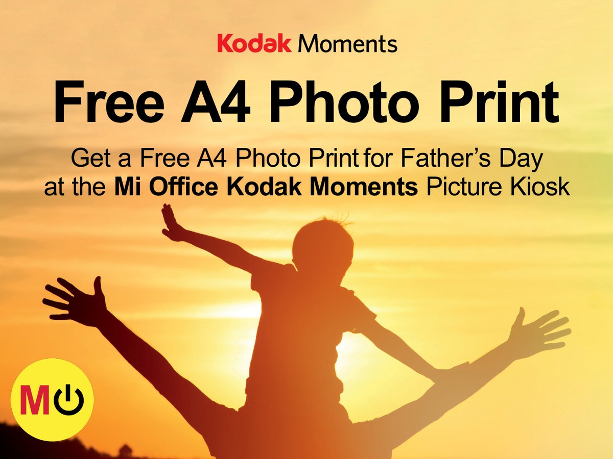 FREE A4 Photo Print!

Get a free A4 photo print voucher for Father's Day when you spend R25 or more at #MiOffice

Use the voucher in-store and get that special moment printed for Dad, this father's day or redeem it before 30 June 2023 - up to you!