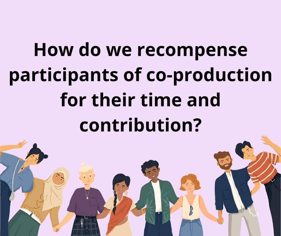 ExpertLink2019's tweet photo. How do we recompense participants of co-production for their time and contribution? This is the topic of June's Conversation on Co-production.

Come and join us on 21st June 1-2pm by signing up here:

https://t.co/ChNLfq4oiO

#coproduction #livedexperience #valued https://t.co/69aP3hQjhv