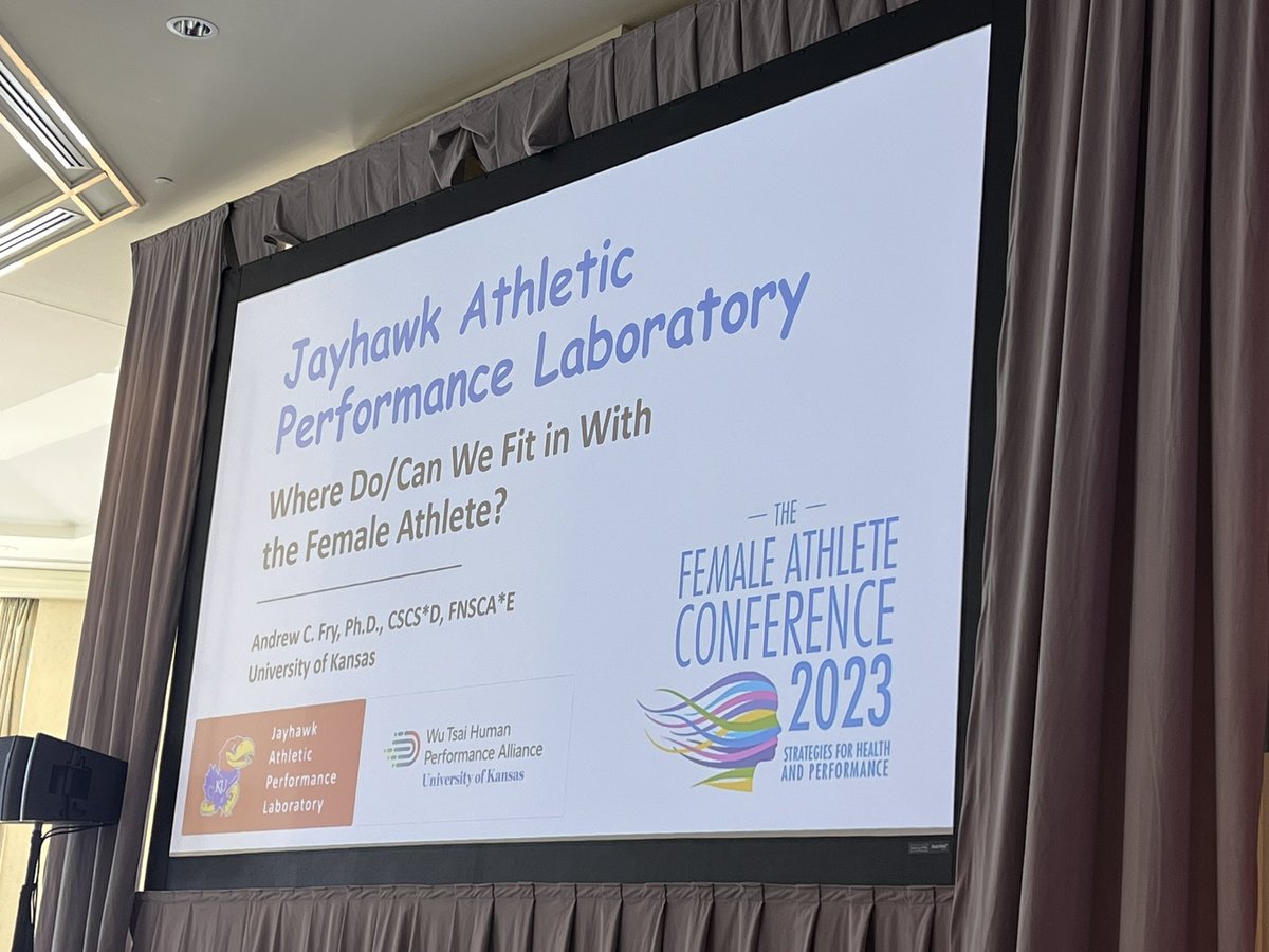 drtinamaster's tweet photo. Dr. Andy Fry from @UnivOfKansas Jayhawk Athletic Performance Lab examines the factors that make elite female athletes #FAC2023 @WuTsaiAlliance #FemaleAthleteProgram https://t.co/wQkD9KVRwg