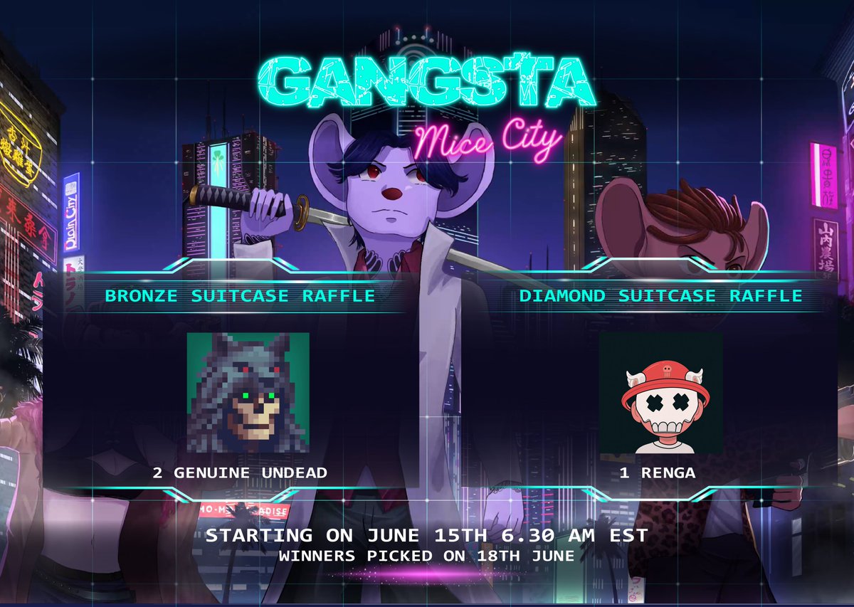 GMC_NFT's tweet photo. Get ready to roll in style, Gangstas! 🔴🟢🔵
The "Ultimate Suitcase Showdown" is here! 🔥

Two suitcases Raffles starting June 15th, 6:30 am EST! 

Enroll using your $MICE tokens, and prepare for the ultimate bag-swag experience!

The Winners will be handpicked on June 18th https://t.co/InWufOG9p4