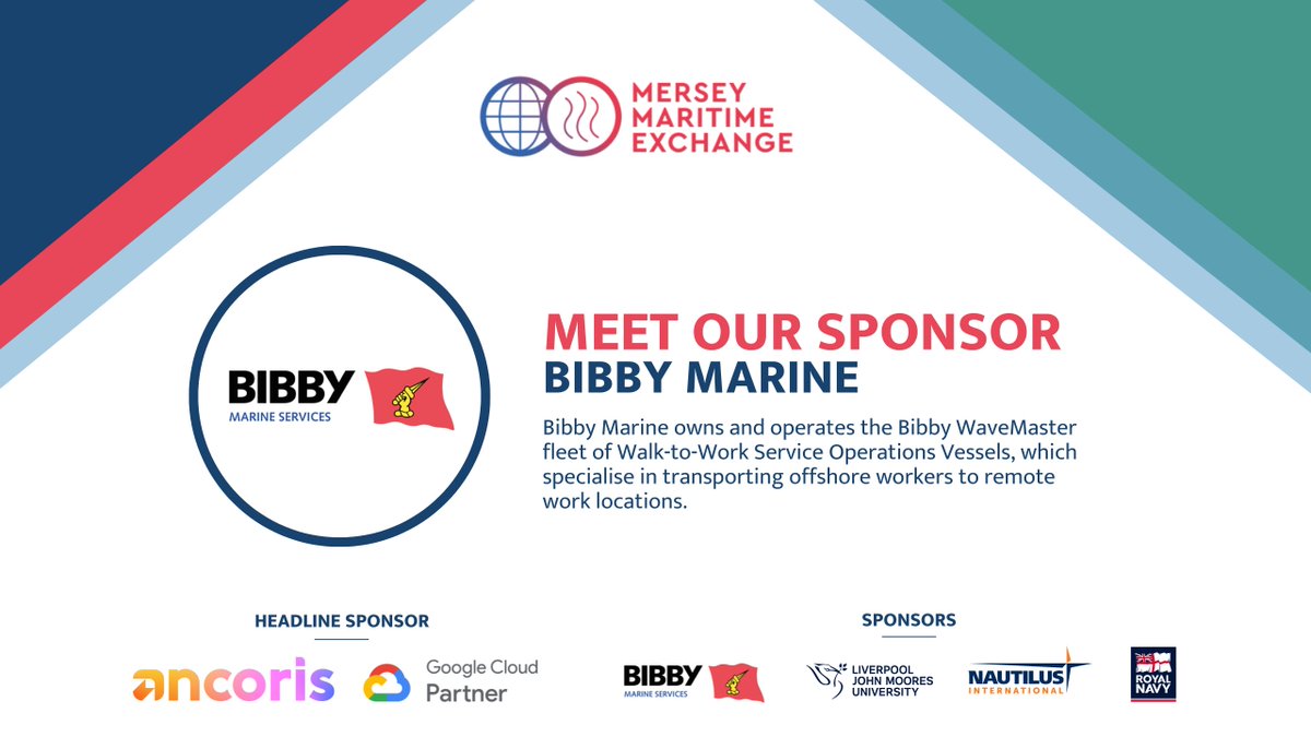 📢 Mersey Maritime Exchange Sponsor: @BibbyMarine We are delighted to announce Bibby Marine as one our #MME23 sponsors. Enora Pichon, Innovation Engineer and Vessel Manager at Bibby Marine will be talking all things decarbonisation! Buy tickets now: hubs.ly/Q01TtK6Z0