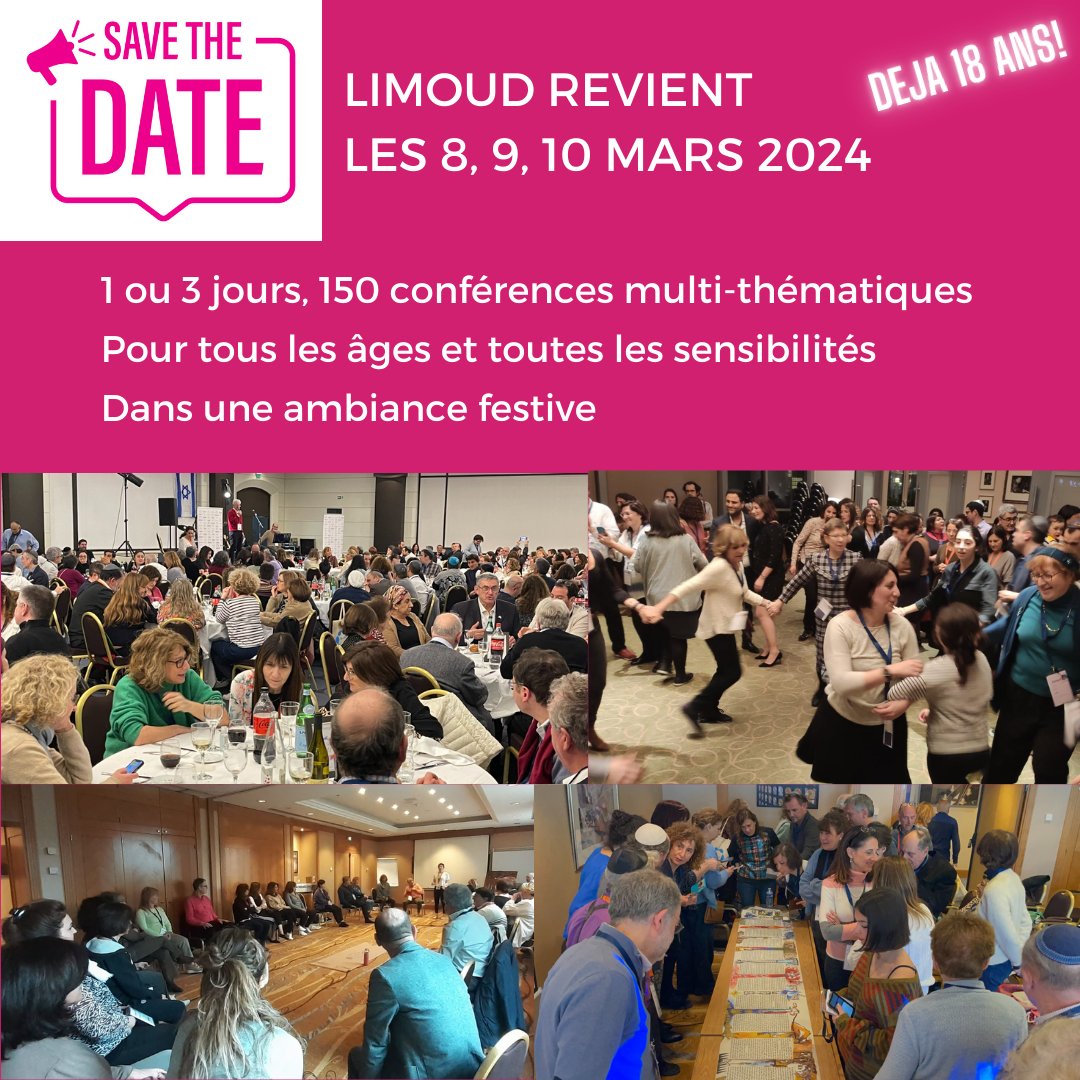 limoud's tweet image. Save the date ! Limoud revient les 8, 9, 10 mars 2024. 
🍾🎉