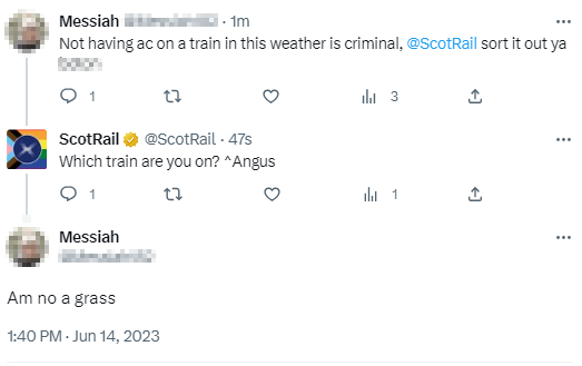 ScotRail's tweet photo. He's not the messiah, he's a very naughty boy.

(PS. If there's a problem with the air con, tell us the carriage number and we'll make sure it's seen to.) https://t.co/fJ0pkAOkE1