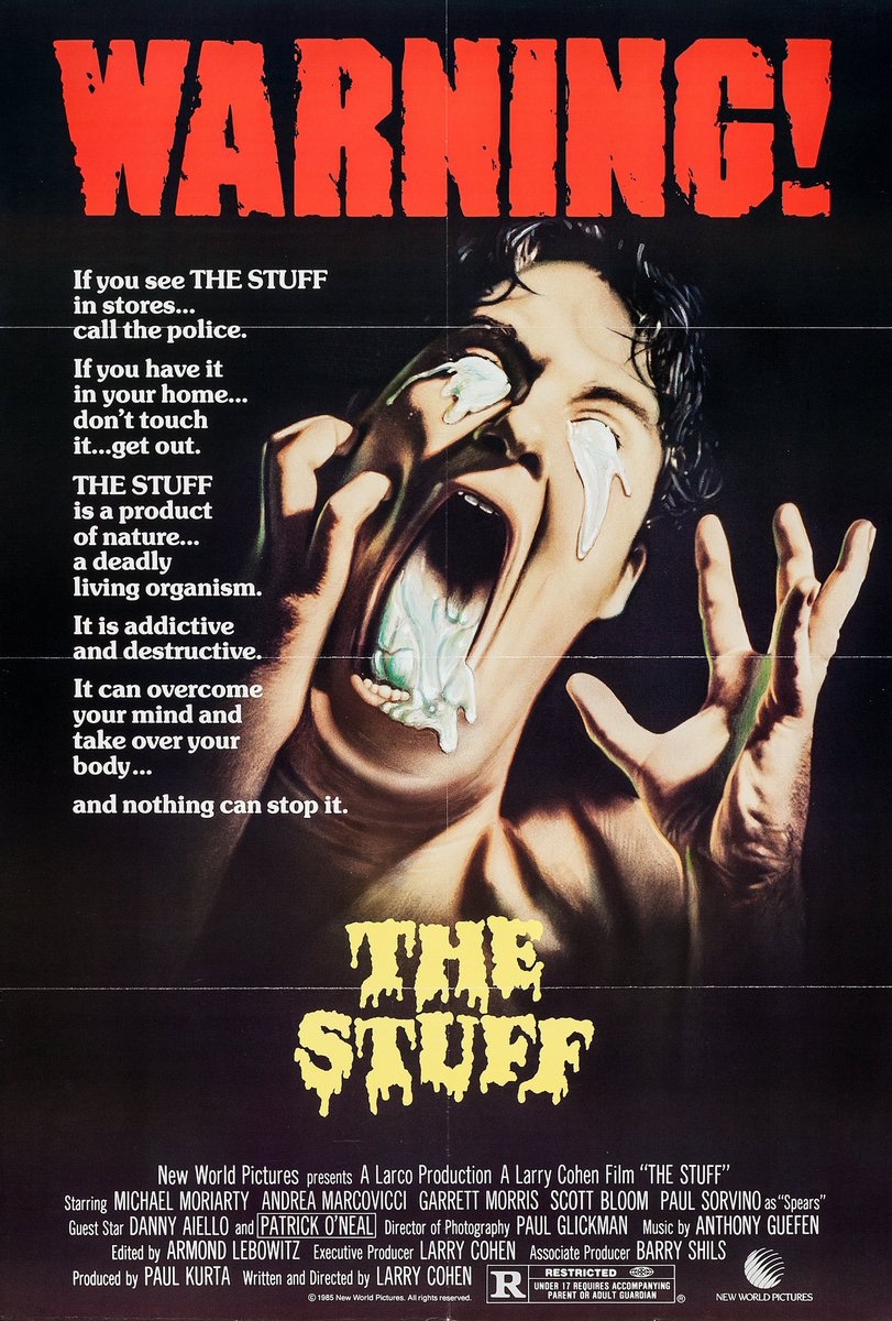 EugWSerra's tweet photo. On June 14, 1985, The Stuff was released! #TheStuff #LarryCohen #MichaelMoriarty #AndreaMarcovicci #ScottBloom #GarrettMorris #PaulSorvino #DannyAiello https://t.co/b5760MARQU