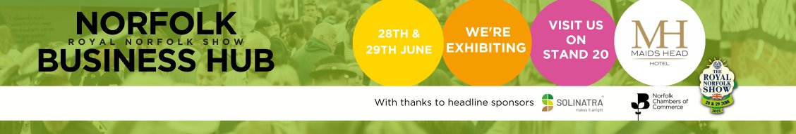 We will be at the Royal Norfolk Show on Wednesday 28th & Thursday 29th June. We would love to see you so please come and see us and the other businesses in the Business Hub. Stand 20 @norfolkchambers #RNSBUSINESSHUB #maidsheadhotel #royalnorfolkshow #norfolkchamberofcommerce