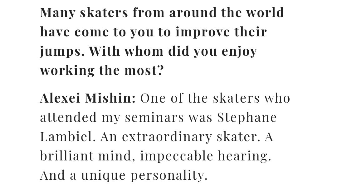 Mishin about Stephane Lambiel 

#iceskate #フィギュアスケート #iceskating #figureskate #figureskating

Full interview 👇